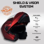 Milwaukee Helmets MPH9817DOT Breeze Red Advanced Motorcycle Modular Helmet Biker w/ Drop Down Visor - Image 5