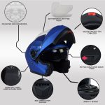 Milwaukee Helmets MPH9818DOT Breeze Blue Advanced Motorcycle Modular Helmet Biker w/ Drop Down Visor - Image 4