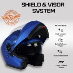 Milwaukee Helmets MPH9818DOT Breeze Blue Advanced Motorcycle Modular Helmet Biker w/ Drop Down Visor - Image 5