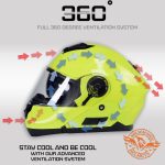 Milwaukee Helmets MPH9819DOT Breeze Green Advanced Motorcycle Modular Helmet Biker w/ Drop Down Visor - Image 4