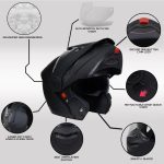 Milwaukee Helmets MPH9820DOT Flat Black Ominous Dual Sport Advanced Motorcycle Modular Helmet Biker - Image 2