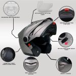 Milwaukee Helmets Silver Ominous Dual Sport Advanced Motorcycle Modular Helmet Biker DOT Approved MPH9822DOT - Image 2
