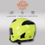 Milwaukee Helmets MPH9823DOT Shift Open Face 3/4 Neon Yellow Helmet Biker w/ Drop Down Visor - Image 7