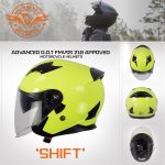 Milwaukee Helmets MPH9823DOT Shift Open Face 3/4 Neon Yellow Helmet Biker w/ Drop Down Visor - Image 6