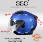 Milwaukee Helmets MPH9825DOT Shift Open Face 3/4 Blue Helmet Biker w/ Drop Down Visor - Image 5