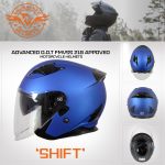 Milwaukee Helmets MPH9825DOT Shift Open Face 3/4 Blue Helmet Biker w/ Drop Down Visor - Image 6
