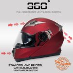 Milwaukee Helmets MPH9826DOT Ionized Flat Red Advanced Motorcycle Modular Helmet w/ Drop Down Visor - Image 4