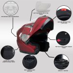 Milwaukee Helmets MPH9826DOT Ionized Flat Red Advanced Motorcycle Modular Helmet w/ Drop Down Visor - Image 2