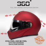 Milwaukee Helmets MPH9827DOT Cypher Flat Red Advanced Motorcycle Modular Helmet w/ Drop Down Visor - Image 4
