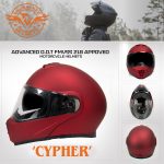 Milwaukee Helmets MPH9827DOT Cypher Flat Red Advanced Motorcycle Modular Helmet w/ Drop Down Visor - Image 7