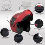Milwaukee Helmets MPH9827DOT Cypher Flat Red Advanced Motorcycle Modular Helmet w/ Drop Down Visor - Image 2