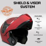 Milwaukee Helmets MPH9827DOT Cypher Flat Red Advanced Motorcycle Modular Helmet w/ Drop Down Visor - Image 5