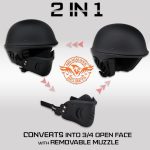 Milwaukee Helmets MPH9831DOT Rascal 3/4 Open Face Gloss Black 2 in 1 Motorcycle Helmet Biker - Image 2