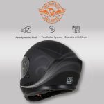 Milwaukee Helmets MPH9835DOT Sweeper Flat Black Advanced Motorcycle Full Face Helmet Biker w/ Drop Down Visor - Image 5