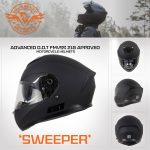 Milwaukee Helmets MPH9835DOT Sweeper Flat Black Advanced Motorcycle Full Face Helmet Biker w/ Drop Down Visor - Image 6