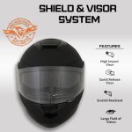 Milwaukee Helmets MPH9835DOT Sweeper Flat Black Advanced Motorcycle Full Face Helmet Biker w/ Drop Down Visor - Image 7