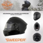 Milwaukee Helmets MPH9836DOT Sweeper Gloss Black DOT Approved Motorcycle Full Face Helmet Biker w/ Drop Down Visor - Image 6