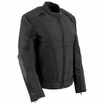 Milwaukee Leather MPL1954 Women’s ‘Studded Wings’ Black Textile Moto Jacket