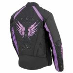 Milwaukee Leather MPL1954 Women’s ‘Studded Wings’ Black and Purple Textile Moto Jacket - Image 11