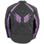 Milwaukee Leather MPL1954 Women’s ‘Studded Wings’ Black and Purple Textile Moto Jacket - Image 6