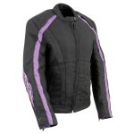 Milwaukee Leather MPL1954 Women’s ‘Studded Wings’ Black and Purple Textile Moto Jacket