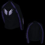 Milwaukee Leather SH1954 Women’s Black and Purple Textile Jacket with Stud and Wings Detailing - Image 2
