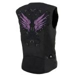 Milwaukee Leather MPL1955 Ladies ‘Winged Embroidery’ Black and Purple Textile Vest - Image 8