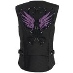 Milwaukee Leather MPL1955 Ladies ‘Winged Embroidery’ Black and Purple Textile Vest