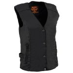 Milwaukee Leather MPL1955 Ladies ‘Winged Embroidery’ Black and Purple Textile Vest - Image 2