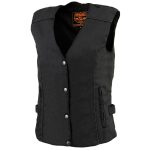Milwaukee Leather MPL1955 Ladies ‘Winged Embroidery’ Black and Purple Textile Vest - Image 7