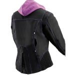 Milwaukee Leather MPL1967 Women’s 3/4 Hooded Black and Purple Textile Jacket with Reflective Tribal Detail - Image 8