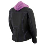 Milwaukee Leather MPL1967 Women’s 3/4 Hooded Black and Purple Textile Jacket with Reflective Tribal Detail - Image 12