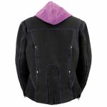 Milwaukee Leather MPL1967 Women’s 3/4 Hooded Black and Purple Textile Jacket with Reflective Tribal Detail - Image 2