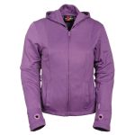 Milwaukee Leather MPL1967 Women’s 3/4 Hooded Black and Purple Textile Jacket with Reflective Tribal Detail - Image 7