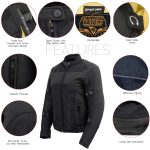 Milwaukee Leather Women’s Cool Racer Black Textile Motorcycle Jacket w/ CE Armor – MPL22704 - Image 2