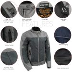 Milwaukee Leather Women’s Shade Black/Grey Textile Motorcycle Jacket w/ CE Armor – MPL22707 - Image 2