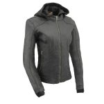 Milwaukee Leather MPL2745 Women’s Black Zipper Front Jacket with Full Sleeve Removable Hoodie
