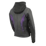 Milwaukee Leather MPL2746 Women’s Lightweight Hoodie Textile Scuba Jacket with Purple Wings - Image 7