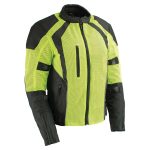 Milwaukee Leather MPL2793 High Vis Green with Black Armored Textile Motorcycle Jacket for Women – All Season Mesh Jacket