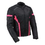 Milwaukee Leather MPL2794 Black and Pink Mesh/Textile Armored Motorcycle Racer Jacket for Women – All Season Jackets