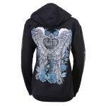 Milwaukee Leather MPLH228001 Women’s ‘Angel Roses’ Zip Up Hooded Black Sweat Shirt - Image 26