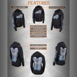 Milwaukee Leather MPLH228001 Women’s ‘Angel Roses’ Zip Up Hooded Black Sweat Shirt - Image 2