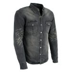 Milwaukee Leather MPM1620 Men’s Black Flannel Biker Shirt w/ CE Approved Armor – Reinforced w/ Aramid Fibers