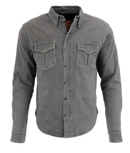 Milwaukee Leather MPM1621 Men’s Grey CE Armored Long Sleeve Motorcycle Riders Shirt w/ Reinforced w/ Aramid Fibers - Image 15