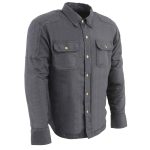 Milwaukee Leather MPM1622 Men’s Black Armored Denim Long Sleeve Shirt Reinforced w/ Aramid Fibers