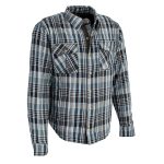 Milwaukee Leather MPM1626 Men’s Plaid Flannel Biker Shirt with CE Approved Armor – Reinforced w/ Aramid Fiber