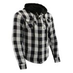 Milwaukee Leather Men’s Othello Black & White Plaid Hooded Riding Shirt w/ CE Armor & Aramid Fiber Panels – MPM1629