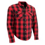 Milwaukee Leather MPM1631 Men’s Plaid Flannel Biker Shirt with CE Approved Armor – Reinforced w/ Aramid Fiber