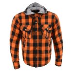 Milwaukee Leather Men’s Titans Orange & Black Plaid Hooded Riding Shirt w/ CE Armor & Aramid Fiber Panels – MPM1642 - Image 13