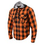 Milwaukee Leather Men’s Titans Orange & Black Plaid Hooded Riding Shirt w/ CE Armor & Aramid Fiber Panels – MPM1642 - Image 15